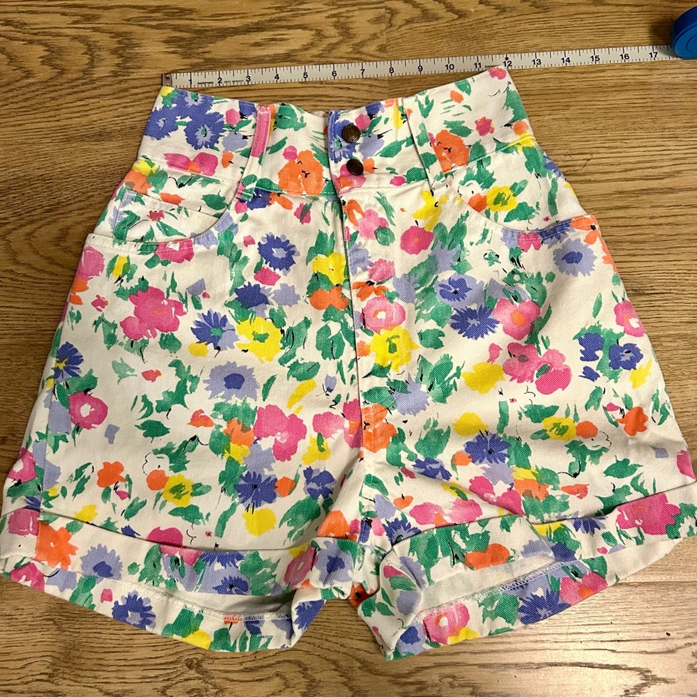 Vintage floral denim shorts